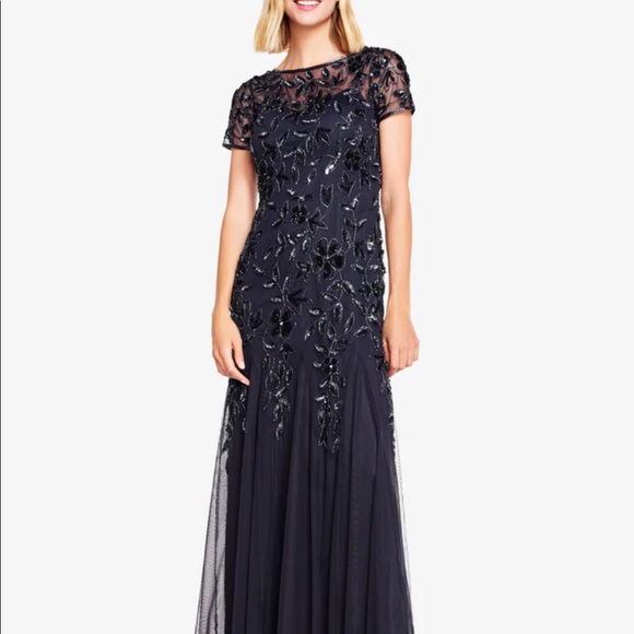 Adrianna Papell Hand Beaded Floral Gown - Picture 2 of 8